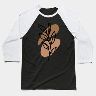 Modern Minimalist Simple Abstract Pastel Pink Black Leaf Art Baseball T-Shirt